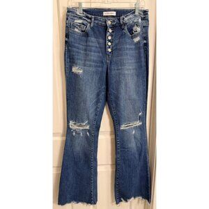 Flying Monkey High Rise Button Fly Flare Jeans Women's 30